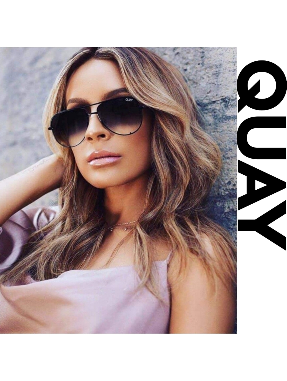 Quay High Key 126 Black/smoked lenses  Aviator Sunglasses Polarized